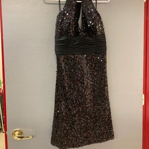 White House Black Market Black Sequin Halter Dress NWT size 14